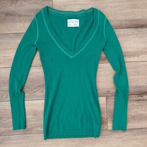 Aeropostale Green V Neck Knit Sweater Petite Y2K